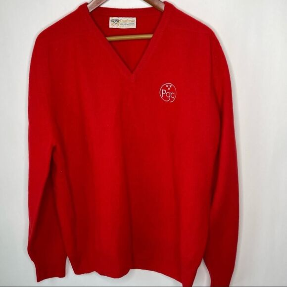VINTAGE Men's Dunbrae V Neck PGA Lambswool Sweater. sz Large #EE - Picture 1 of 10
